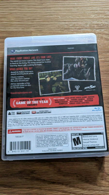 The Walking Dead complete PS3 game in Toys & Games in Bedford - Image 3