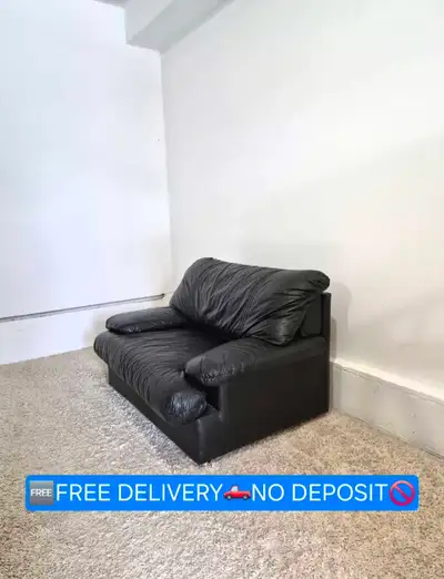 FREE DELIVERY Doimo Salotti Single Black Leather Sofa Chair, View more