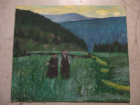 Couple in Field Painting - acrylic painting