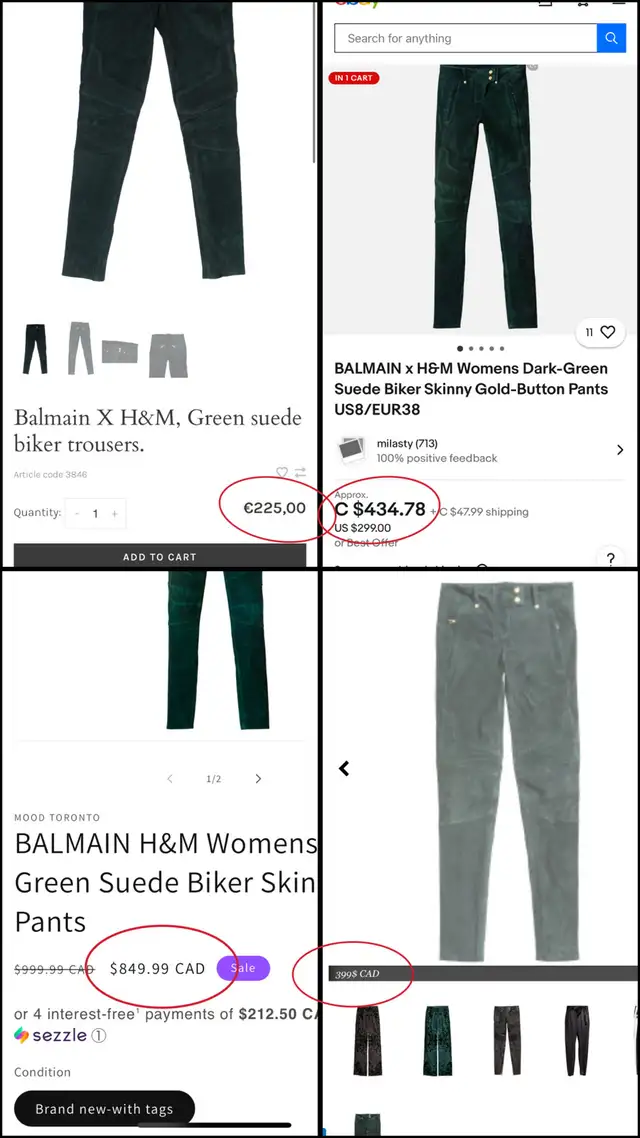 RARE Balmain X H&M green Suede Biker Pants Size US2 EUR 32 in Women's - Bottoms in Markham / York Region - Image 5