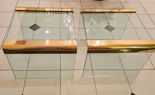 PAIR OF MCM BRASS AND GLASS SIDE TABLES BY LEON ROSEN FOR PACE in Other Tables in City of Toronto - Image 6