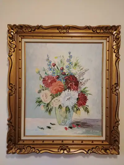 Painting, oil on canvas signed by Eva Horthy listed Canadian Artist. Dimensions over the frame : 27....