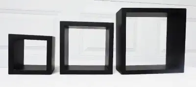 MELANNCO  SET OF 3 SQUARE WOODEN WALL HANGING SHELVES, View more