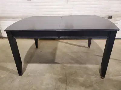 Wooden meeting/dining room table, measures 3-1/2 ft. x 5 ft. with a drop in section that is 18" x 3-...