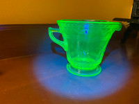 Federal Green Uranium Vaseline Depression Glass Creamer
