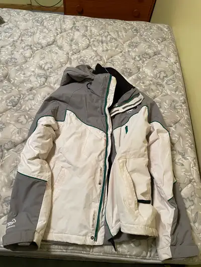 Grey and White Winter Jacket Available, View more