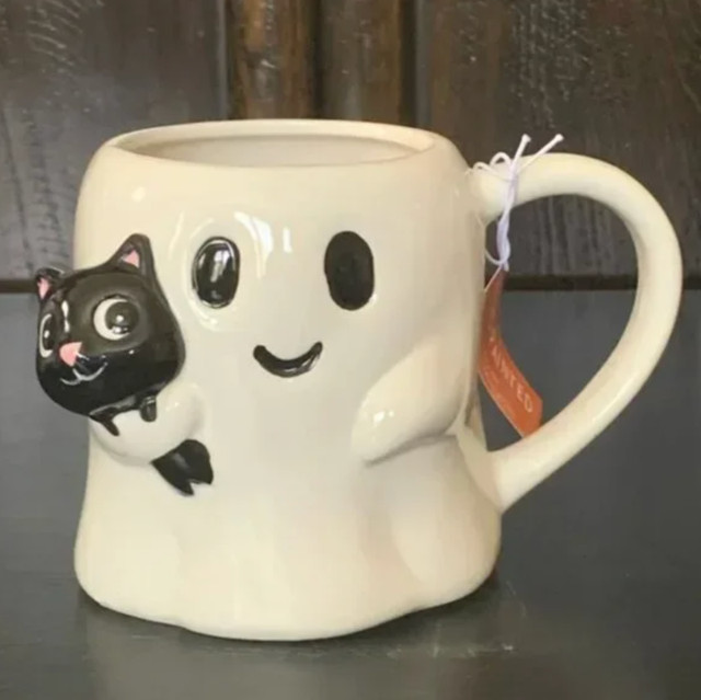3D Ghost Hug Black Kitten Cat Hand Painted Halloween Mug Cup dans Vaisselle et articles de cuisine  à Ville de Montréal