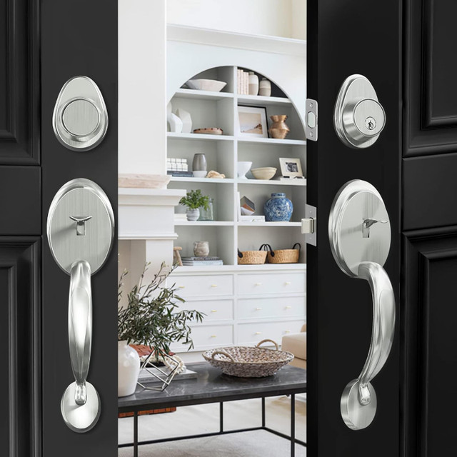Front Door Double Handle Set with Deadbolt for Right & Left in Windows, Doors & Trim in Calgary - Image 4