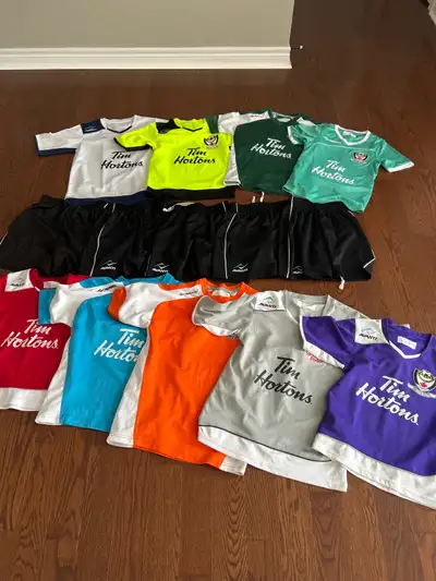 Soccer jerseys and shorts size xs to s and m, View more
