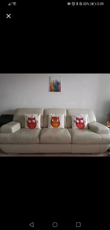 Good condition 100%Leather couch. Got from leons. Comes from pet and. Smoke free home. Size is 91 "×...