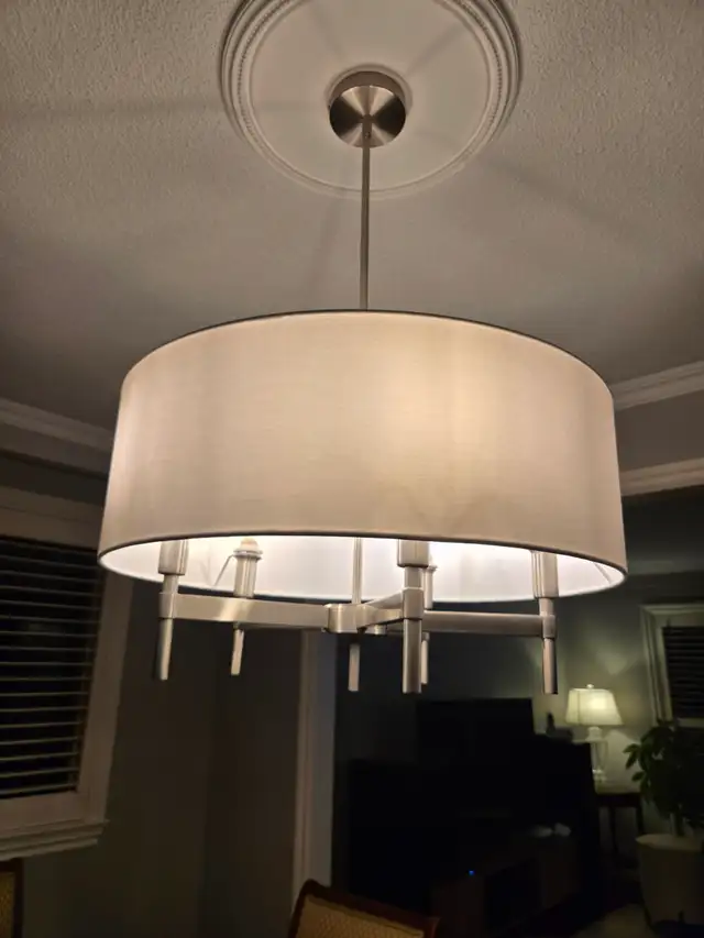 5-Light Dimmable Chandelier with White Drum  Fabric Shade in Indoor Lighting & Fans in Mississauga / Peel Region - Image 2