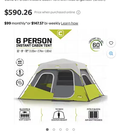 CORE 6 Person Instant Cabin Tent, View more