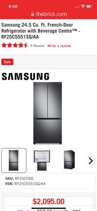 Samsung French door refrigerator with beverage centre