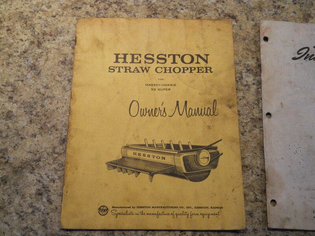 Hesston Straw Chopper Manual in Arts & Collectibles in Prince Albert - Image 2
