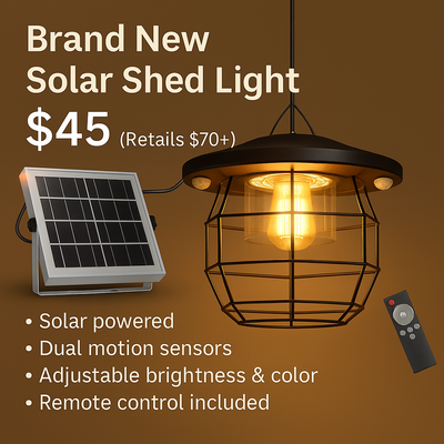Brand New in Box – Solar Shed Light With Remote, View more