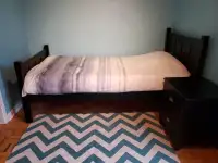 Twin Size Bed Frame with Side Table