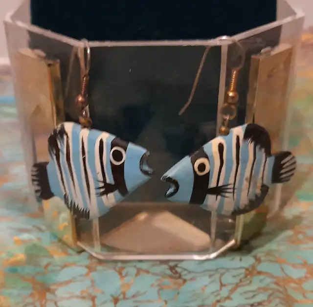 BLUE FISH EARRINGS(Wooden)63234474794627121