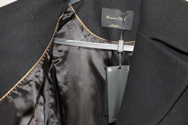 Massimo Dutti Zara Group Black Leather Detail Wool Coat Size 4 dans Femmes - Hauts et vêtements d'extérieur  à Ville de Montréal - Image 4