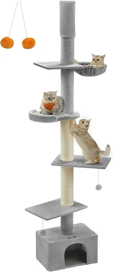 Product dimensions: 17.7”L x 11.8”W x 115”H Color: Light Grey Breed recommendation: British Shorthai...