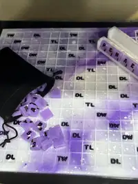 New Solid resin Scrabble game purple marble 