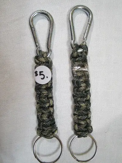 Paracord survival key chains, handmade, several colors to choose from, see photos, different varieti...