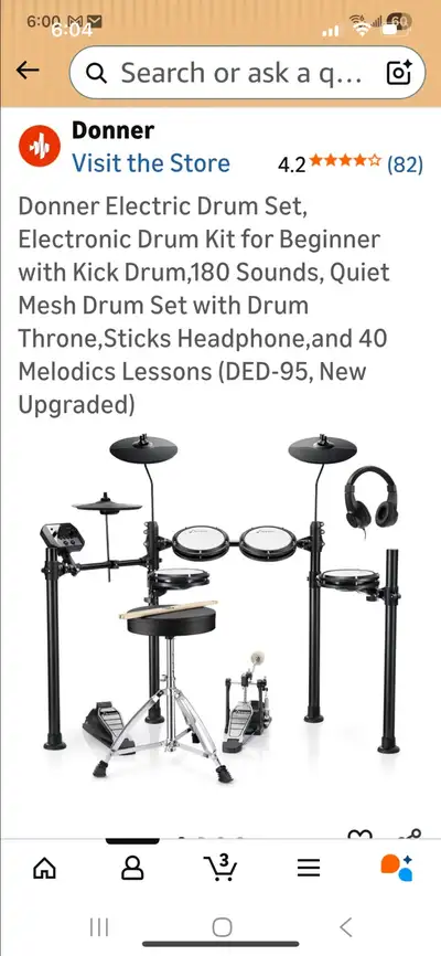 Donner elec drum set like new, View more