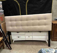 Queen Cream Fabric Headboard