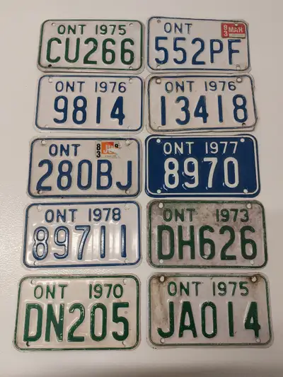 For Sale, I have several vintage motorcycle, atv snowmobile license plates. Some have scuffs and mar...