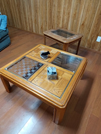 Coffee table with chess & backgammon + side table