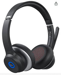 Wireless 5.0 Headset with Dual Microphones, PC Headset with CVC