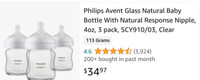 **NEW** for 2  Philips Avent 4 oz Natural Bottle 