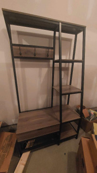 Entryway hanger and storage bench