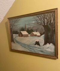 Winter scene Muskoka Ontario oil painting