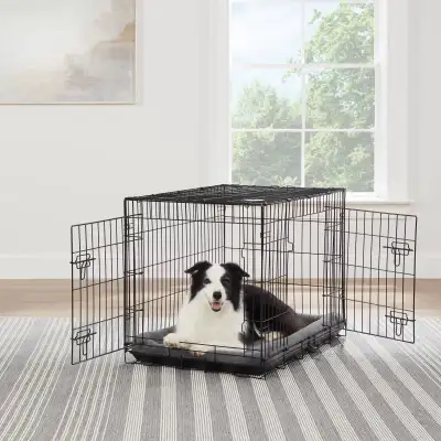 Double Door Folding Wire Dog Crate with Divider Panel, View more