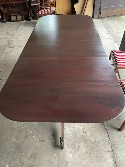 Large antique dinner table and chairs, View more