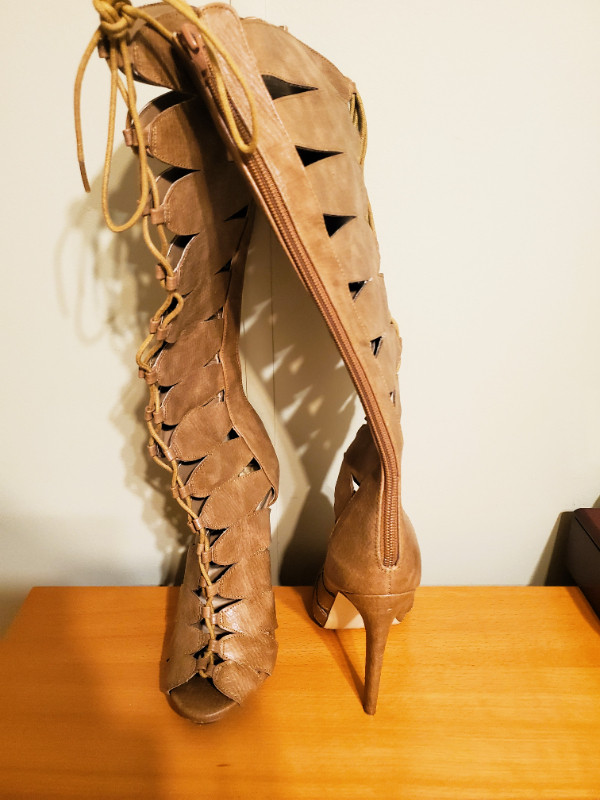 Leather Gladiator Style Stiletto Boots 7.5 in Women's - Shoes in Grande Prairie - Image 3
