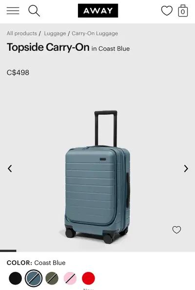 Brand New ‘AWAY’ Topside Carry-On luggage. In coast blue colour I have two and selling for $450 each...