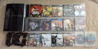PlayStation 3 Console with 16 Games, Controller, and Cables