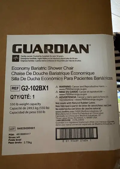 Brand new Guardian Bariatric Shower Chair, View more