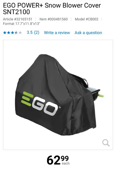 Ego Snow Blower single stage cover GTA, View more
