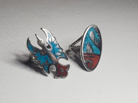 Vintage Navajo Thunderbird Rings, size 5