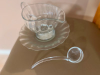 Crystal Gravy Dressing Or Sauce Bowl, Under Plate and Ladle