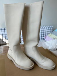 zara white boots knee high