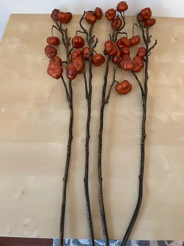 Decorative Pumpkin Branches, set of 4 