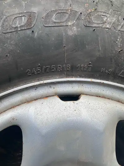 For sale 4 bf Goodrich winter tires and rims size 245/75r16 about 50 percent tread left asking 500 o...