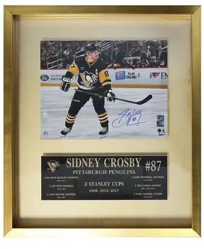 Sidney Crosby Autographed 22 x 26 Gold Framed with COA, View more