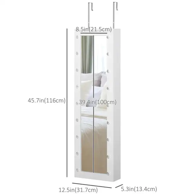 Jewelry Armoire with Mirror, Jewelry Cabinet with 18 LED Lights, in Home Décor & Accents in Markham / York Region - Image 4