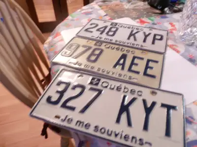3 Plaques d'immatriculation je vends les trois pour 15$ Johanne ou Alex 819-378-3977 Merci d'aller v...