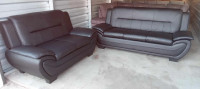 BRAND NEW BLACK LEATHER SOFA & LOVE SEAT. FREE DELIVERY DISPOSAL