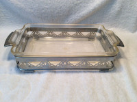 Pyrex Glass Platter Serving Casserole w Holder